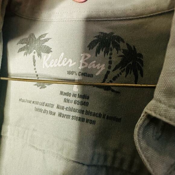 Keeper Bay Light Green Mens Long sleeve Collared Button One Pocket Shirt Size L - Picture 8 of 8